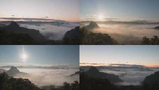 日出山，云雾缭绕高清在线视频素材下载