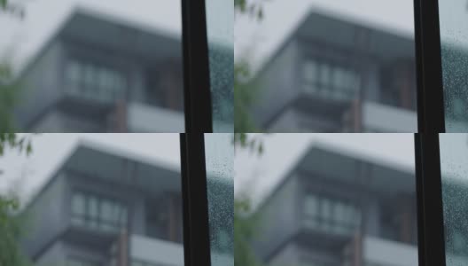 慢动作雨天4K与建筑的背景高清在线视频素材下载