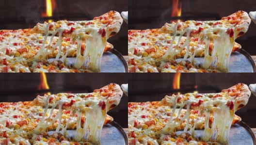 带柴火烤箱的披萨店，自制披萨高清在线视频素材下载