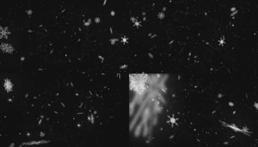动画的网络连接和雪落在黑色的背景高清在线视频素材下载