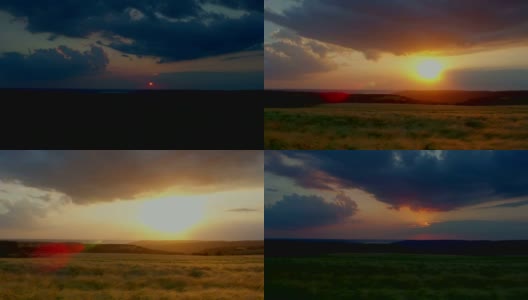 日出天空的云时间流逝在小麦农田，HDR RAW拍摄4K高清在线视频素材下载
