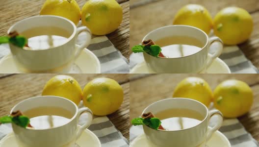 香草茶，肉桂棒，香草和柠檬4k高清在线视频素材下载