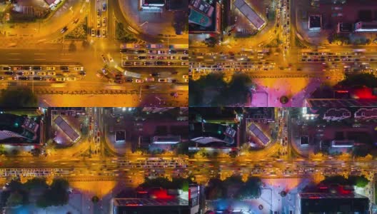 中国夜间照明深圳市区交通街道十字路口俯视图4k时间间隔高清在线视频素材下载