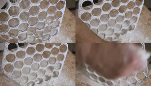 从两面撒上面粉饺子模具高清在线视频素材下载