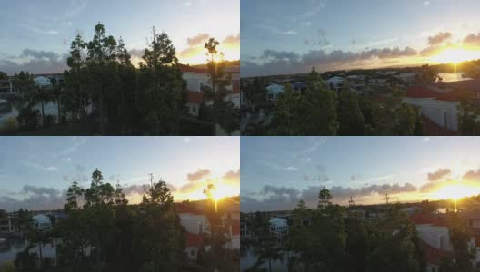 夕阳穿过澳大利亚的郊区综合体高清在线视频素材下载