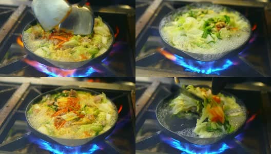 热锅泰式sukiyaki食谱，4k 30fps分辨率。高清在线视频素材下载