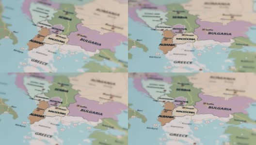 世界地图上的欧洲和马其顿高清在线视频素材下载