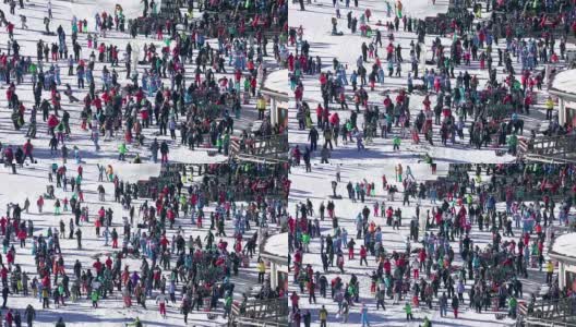班斯科世界杯滑雪胜地的人群，4k高清在线视频素材下载