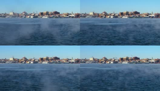 波特兰港寒冷的北冰洋烟雾高清在线视频素材下载