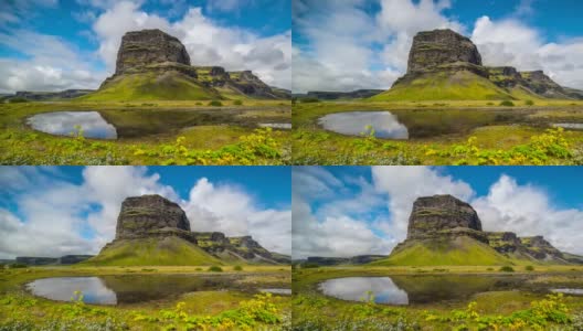 冰岛夏季洛马格努普尔山戏剧性云景的4k时间间隔高清在线视频素材下载