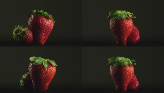 两种美味的草莓水果高清在线视频素材下载