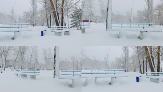 冬季公园雪下全景视频高清在线视频素材下载