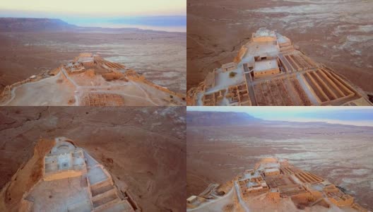 从死海旁边的沙漠上空飞过高清在线视频素材下载