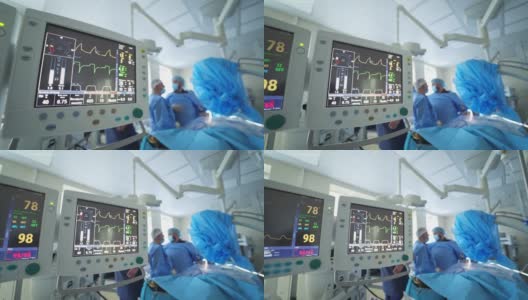 心电监护仪在手术室的近景高清在线视频素材下载