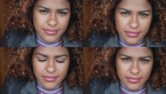 黑人女性特写脸肖像，巴西人高清在线视频素材下载