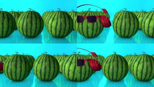 3D动画的花式西瓜。高清在线视频素材下载