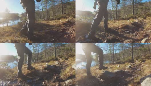 女性户外探险:冬季在挪威徒步旅行高清在线视频素材下载