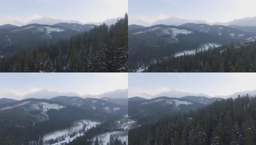 冬季山脉的鸟瞰图高清在线视频素材下载