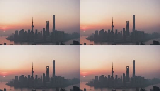 T/L ZI Shanghai Skyline at Sunrise /上海，中国高清在线视频素材下载