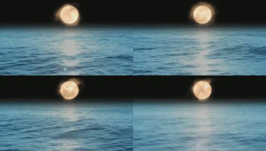 4k视频动画河边美丽的夜景，明亮的满月，雾蒙蒙的星夜，漂浮的水波。神奇的夜晚。高清在线视频素材下载