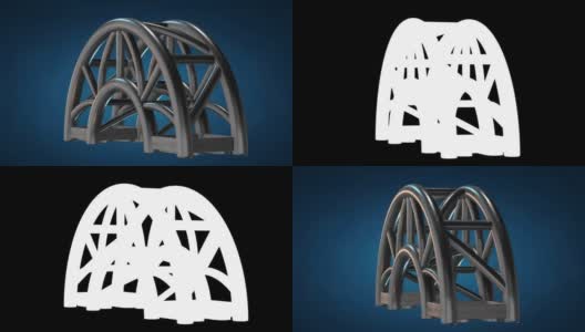 钢桁架梁弧形框架元件。3 d渲染。高清在线视频素材下载