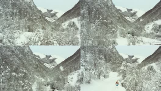 树木被新雪覆盖的全景图像。高清在线视频素材下载