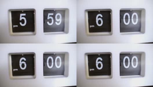 时髦的翻转时钟与白色数字显示六点在桌子上高清在线视频素材下载