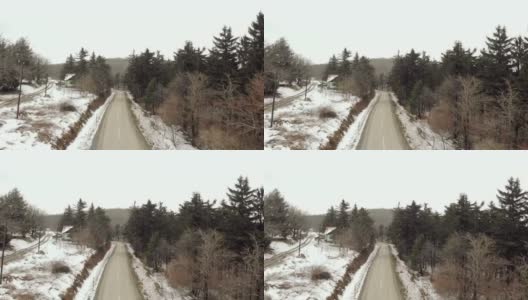 冰冻的冬天森林- 4k视频从空中高清在线视频素材下载