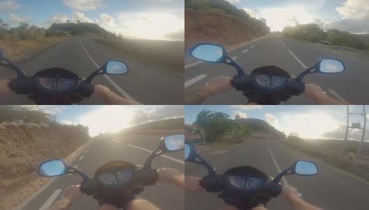 骑摩托车探索罗德里格斯岛游客的个人视角高清在线视频素材下载