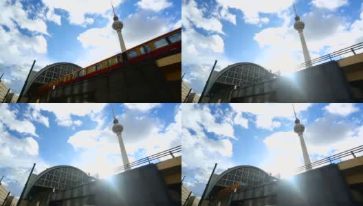 亚历山大广场，柏林地铁和电视塔，实时高清在线视频素材下载