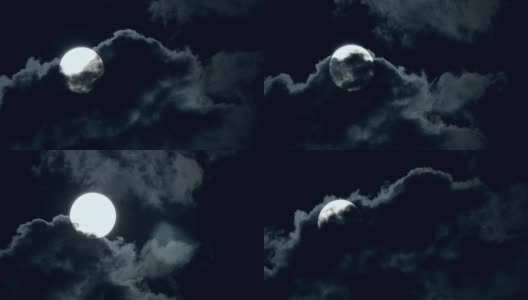 阴云中的怪异满月高清在线视频素材下载