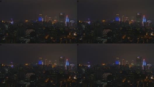 中国夜景时间照亮澳门城市天台全景4k高清在线视频素材下载