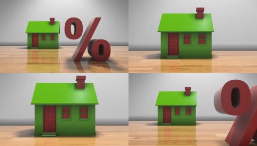 房地产市场利率和住房贷款3D动画高清在线视频素材下载