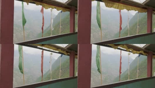 从尼泊尔的高海拔修道院，村庄Prok，马纳斯鲁徒步旅行。高清在线视频素材下载