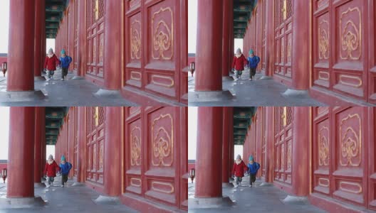 儿童游客参观故宫高清在线视频素材下载