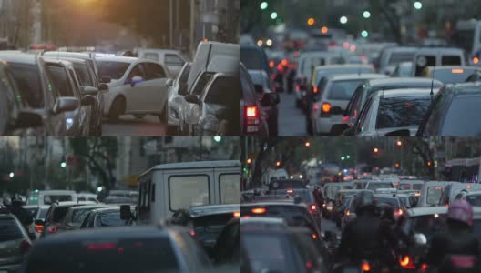 城市交通堵塞-黄昏高清在线视频素材下载