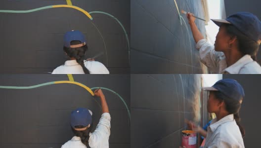 正在工作的壁画艺术家高清在线视频素材下载