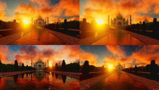 泰姬陵上美丽的日落高清在线视频素材下载