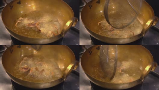 炸软壳蟹烹调的慢动作高清在线视频素材下载