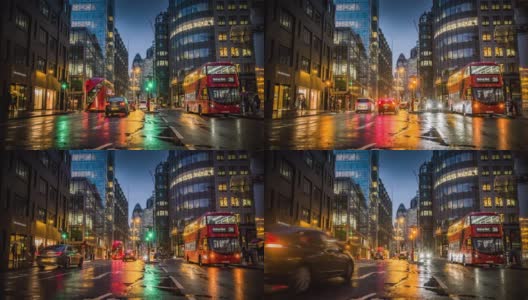 伦敦的雨夜高清在线视频素材下载