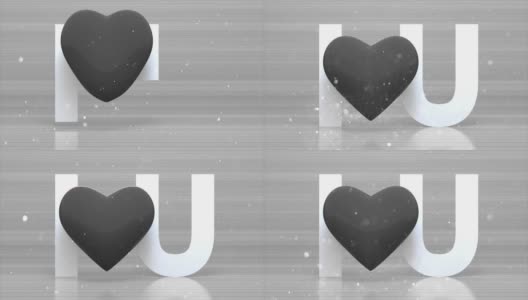 我爱你的字体liquit动画与大的心。快乐情人节的日子。高清在线视频素材下载