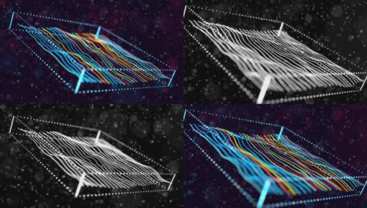 摘要发光粒子在空间中形成三维物体。Vj循环作为虚拟数字空间的bg。粒子形成全息影像的形状，作为大数据、网络或vr空间的概念。科幻运动设计bg高清在线视频素材下载