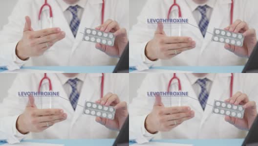 左旋甲状腺素仿制药泡包，片剂在医生手中高清在线视频素材下载