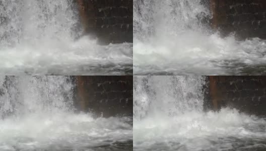 河水在秋季暴雨期间流入蓄水池，防汛、缓动高清在线视频素材下载