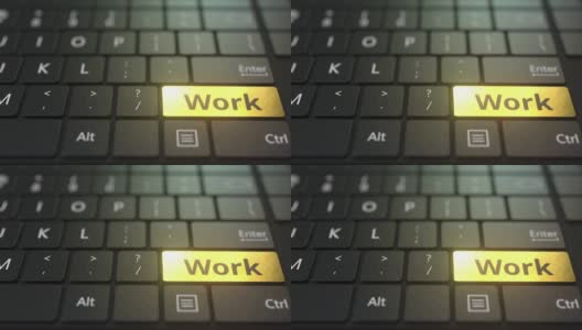 黑色的电脑键盘和金色的工作键高清在线视频素材下载