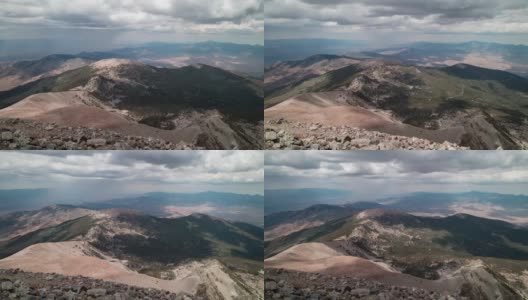 从惠勒峰(Wheeler Peak)山顶上看到的大盆地国家公园上空的云朵——内华达州——夏日高清在线视频素材下载