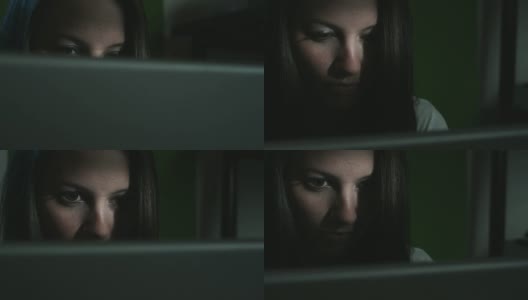 HD CRANE:电脑后面的恐怖女孩(红色拍摄)高清在线视频素材下载