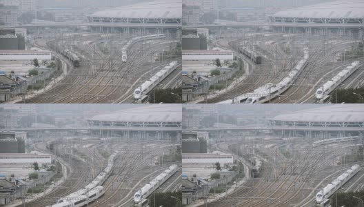 中国北京火车站列车鸟瞰图高清在线视频素材下载