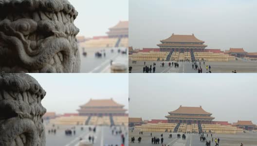 拥挤的游客在故宫，古宫，北京，中国。高清在线视频素材下载