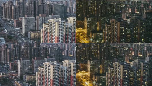 T/L MS HA PAN Living Apartment and Urban Residential Area, Day to Night Transition /北京，中国高清在线视频素材下载